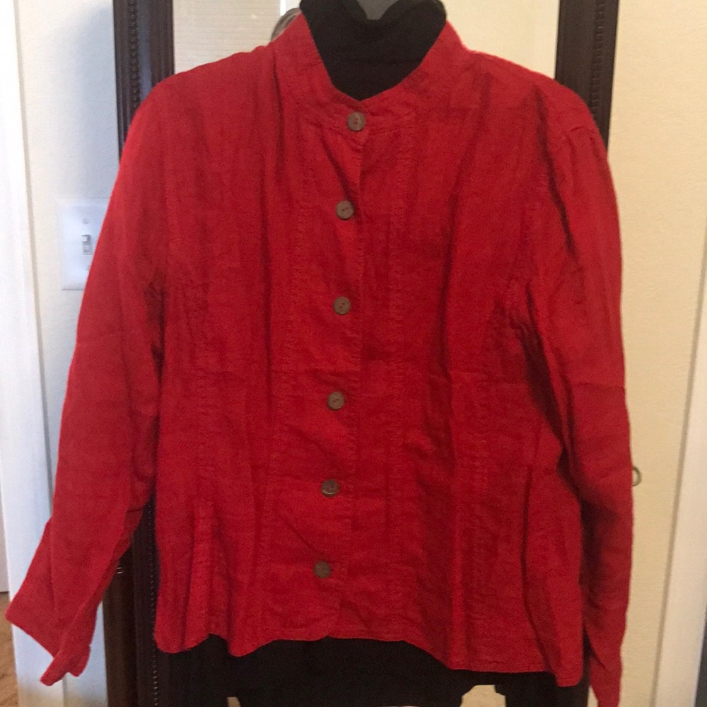 Vibrant red linen jacket